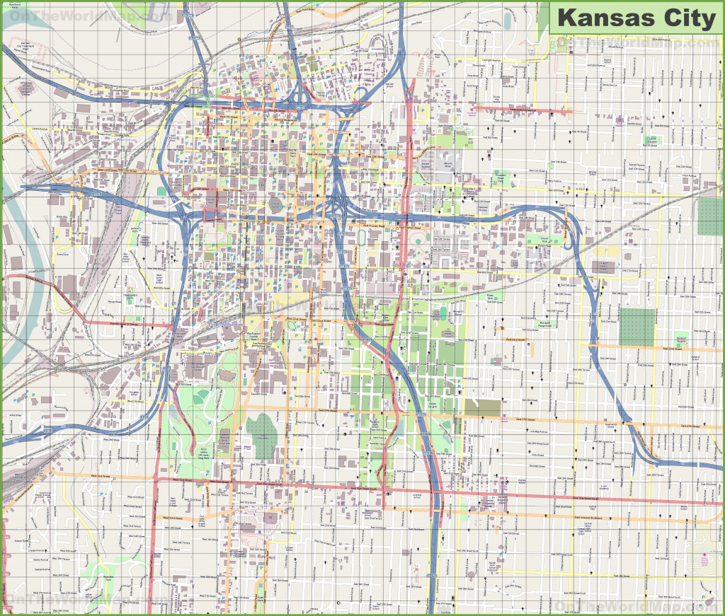 Large Detailed Map Of Kansas City with Printable Kansas Map With Cities