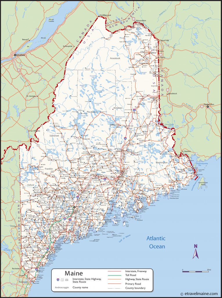 Large Detailed Map Of Maine With Cities And Towns regarding Maine State