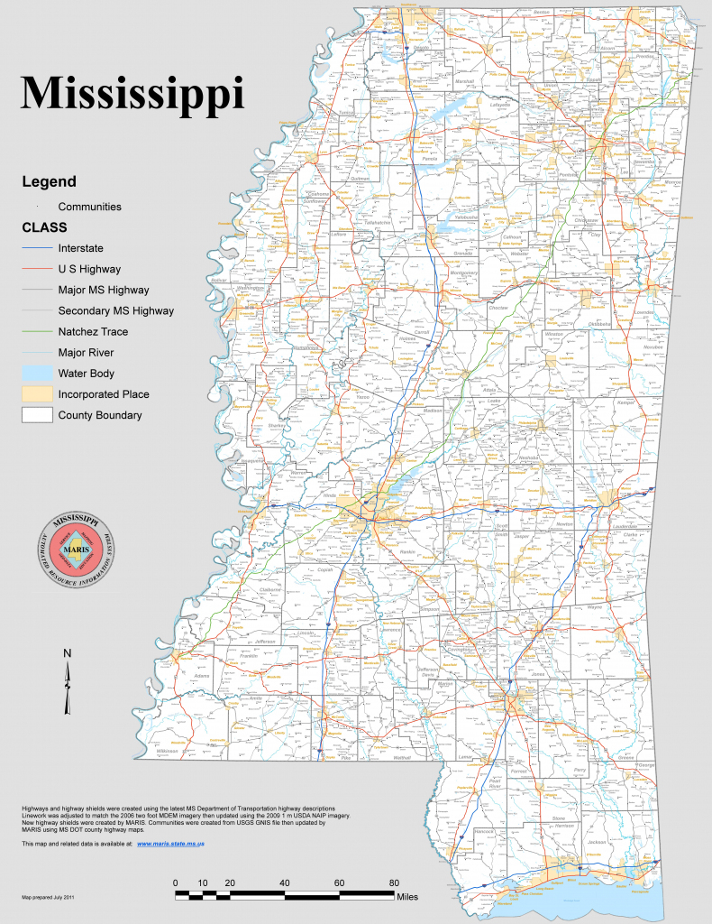 Large Detailed Map Of Mississippi With Cities And Towns in Printable Map Of Mississippi