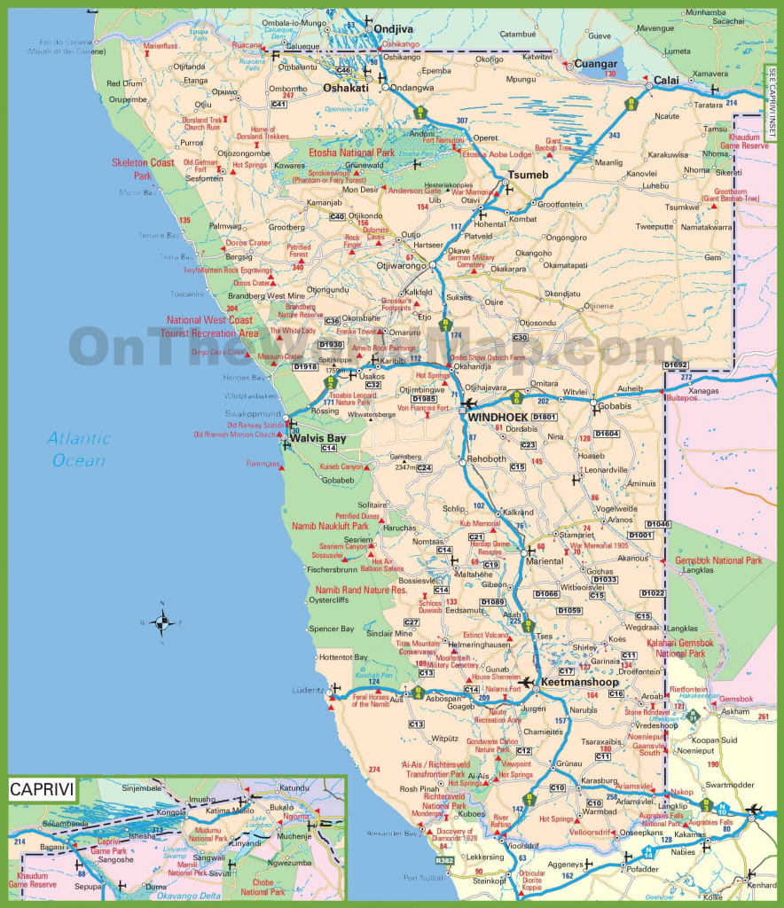 Large Detailed Map Of Namibia regarding Printable Road Map Of Namibia