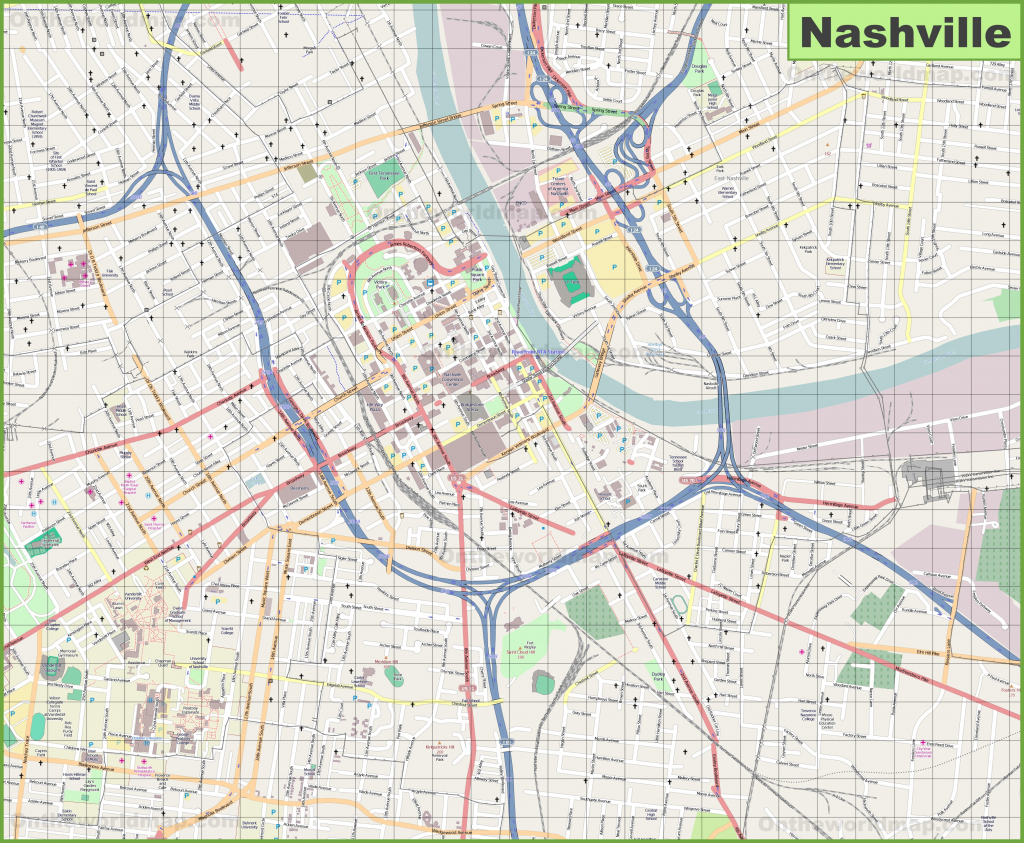 Large Detailed Map Of Nashville for Printable Map Of Nashville