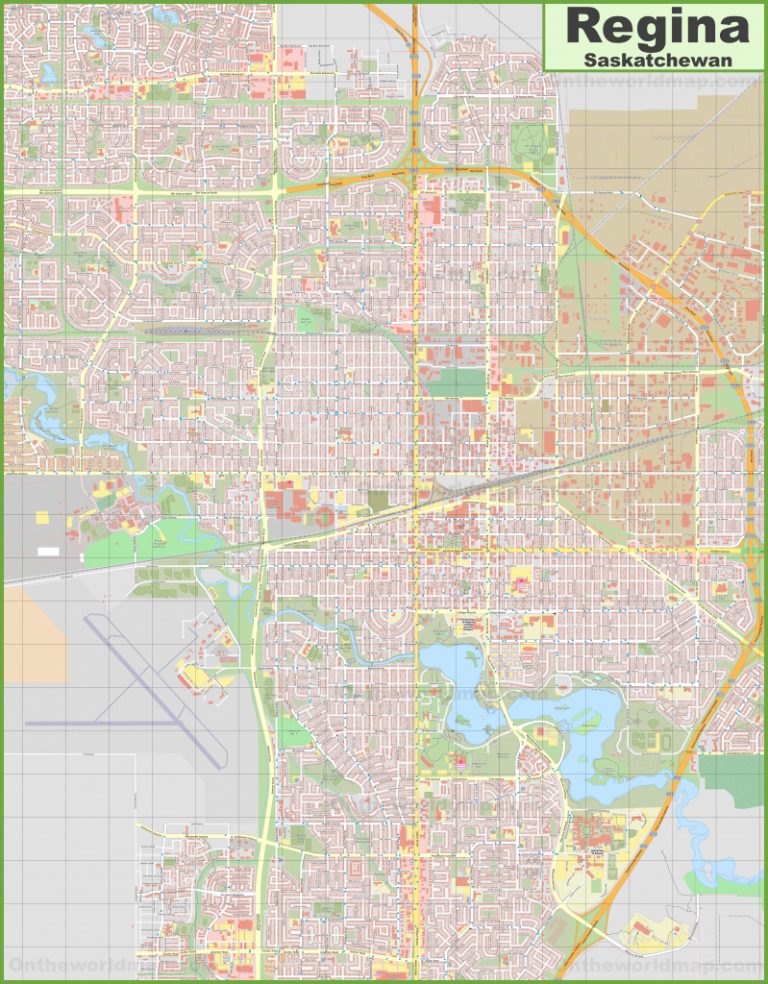 Large Detailed Map Of Regina (Saskatchewan) With Printable Map Of ...