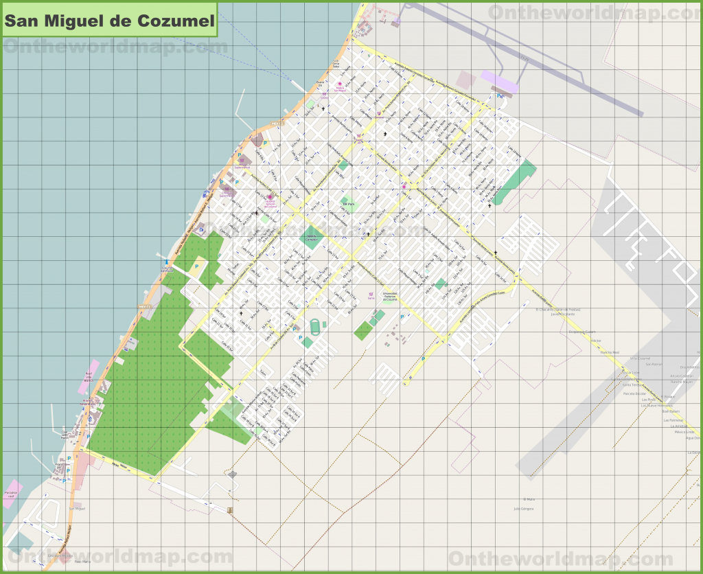 Large Detailed Map Of San Miguel De Cozumel regarding Printable Street Map Of Cozumel