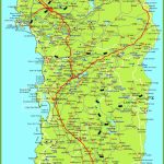 Large Detailed Map Of Sardinia With Cities, Towns And Roads Within Printable Map Of Sardinia