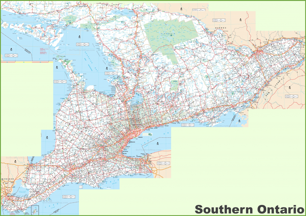 Large Detailed Map Of Southern Ontario for Free Printable Map Of Ontario