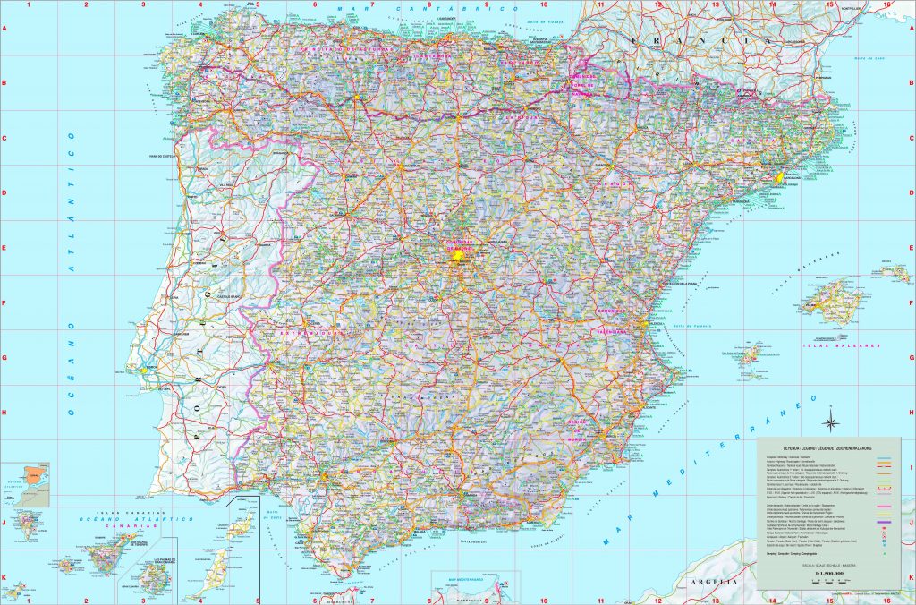 Large Detailed Map Of Spain With Cities And Towns with Printable Map Of