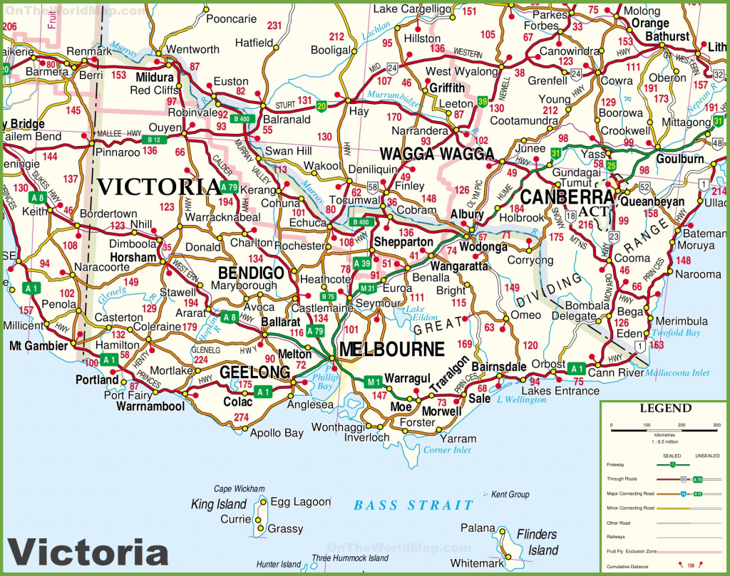 Large Detailed Map Of Victoria With Cities And Towns for Printable Map Of Victoria