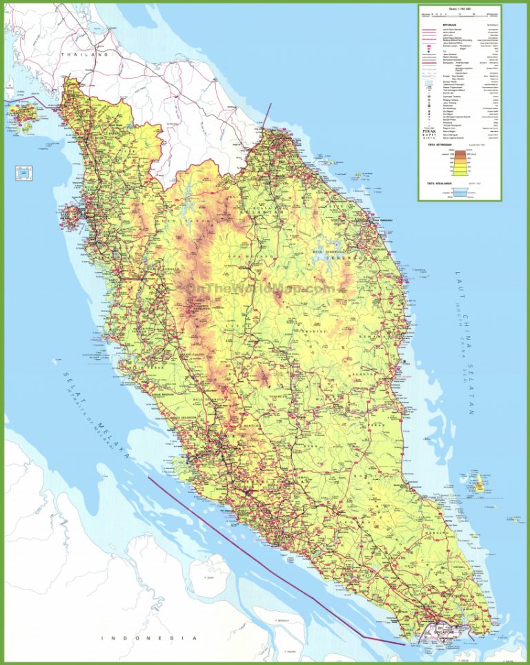 Large Detailed Map Of West Malaysia In Printable Map Of Malaysia ...