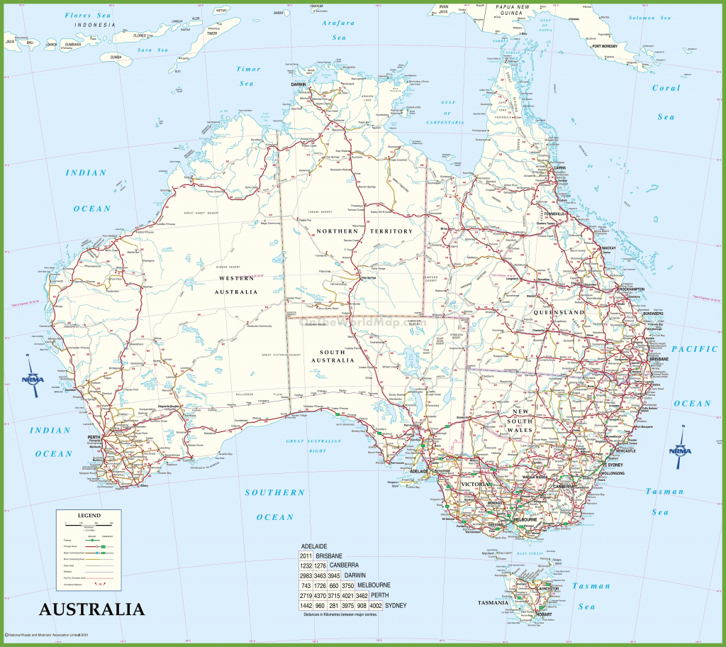 Large Detailed Road Map Of Australia intended for Queensland Road Maps Printable