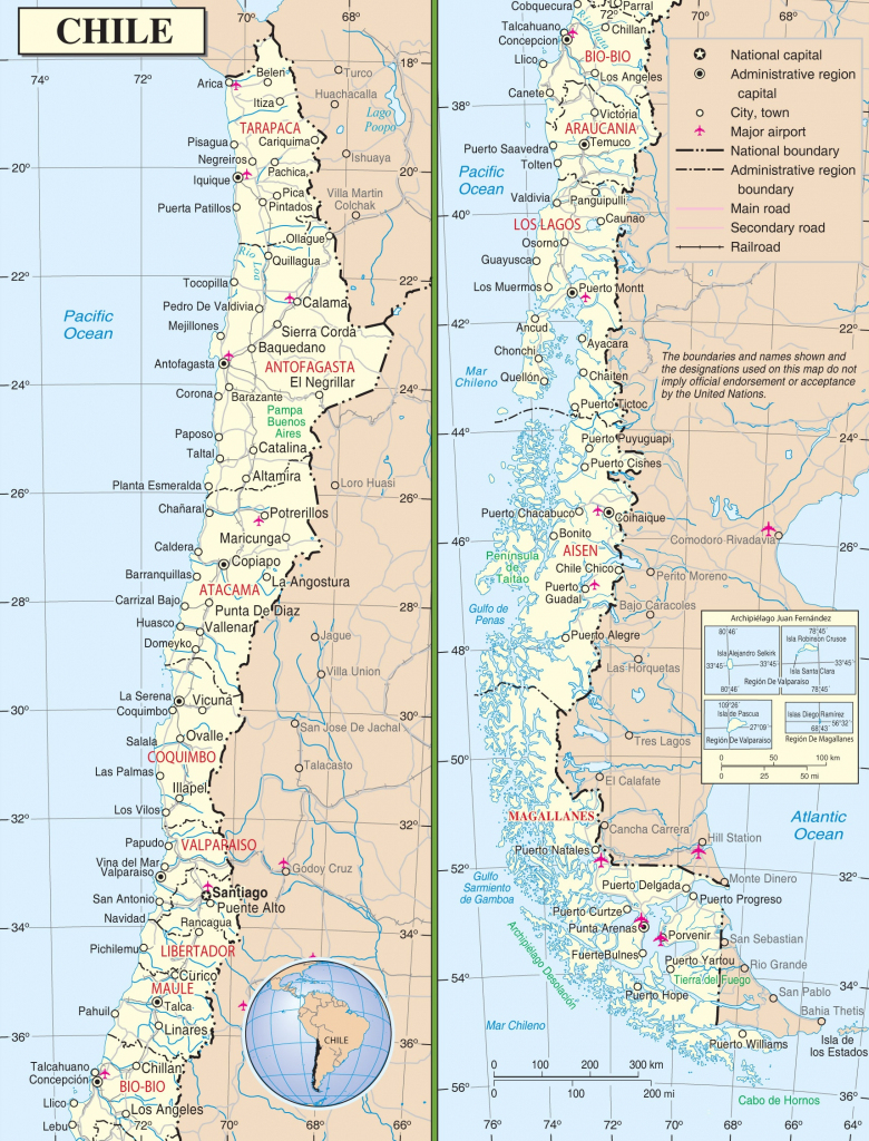 Large Detailed Road Map Of Chile regarding Printable Map Of Chile