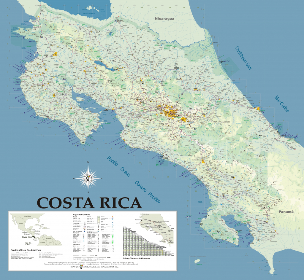 Large Detailed Road Map Of Costa Rica regarding Printable Map Of Costa Rica