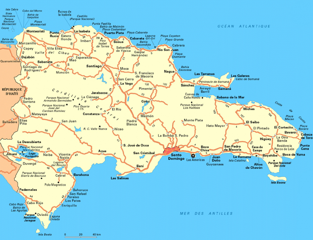 Large Detailed Road Map Of Dominican Republic. Dominican Republic throughout Printable Map Of Dominican Republic