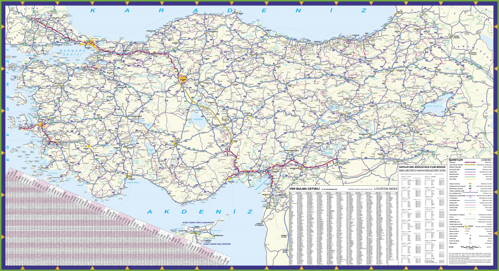 Large Detailed Road Map Of Turkey inside Printable Map Of Turkey
