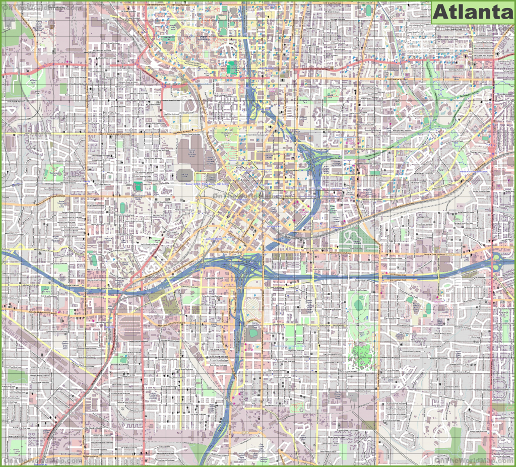 Large Detailed Street Map Of Atlanta throughout Printable Map Of Atlanta