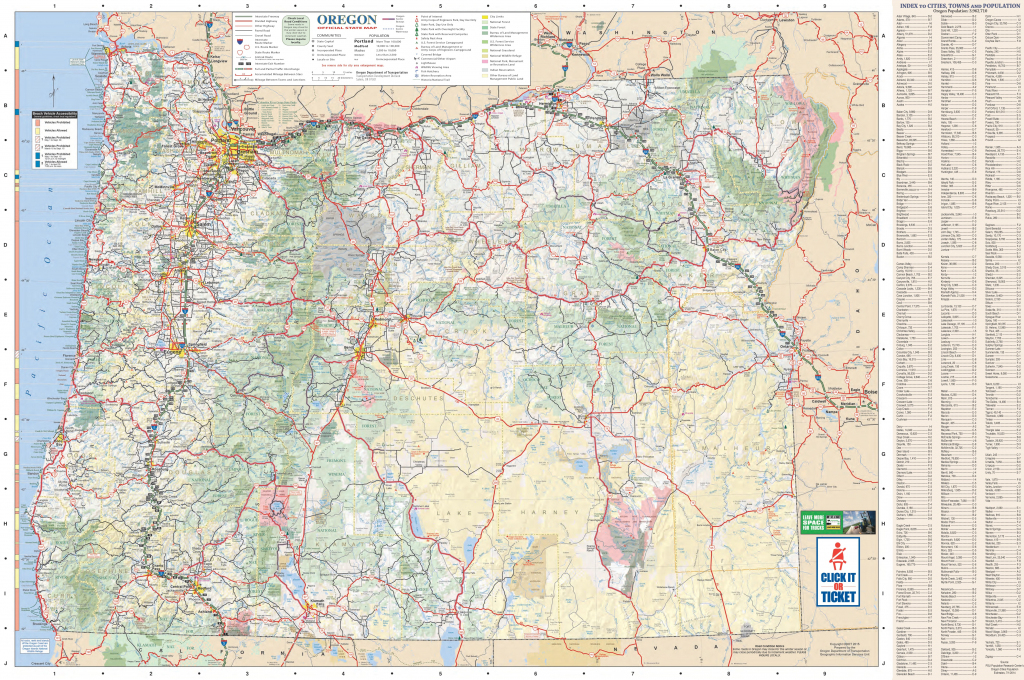 Large Detailed Tourist Map Of Oregon With Cities And Towns within Printable Map Of Oregon