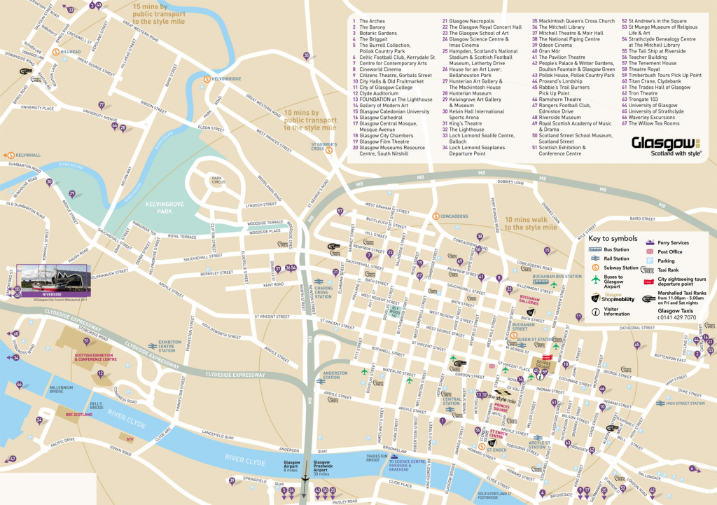 Large Glasgow Maps For Free Download And Print | High-Resolution And throughout Bristol City Centre Map Printable