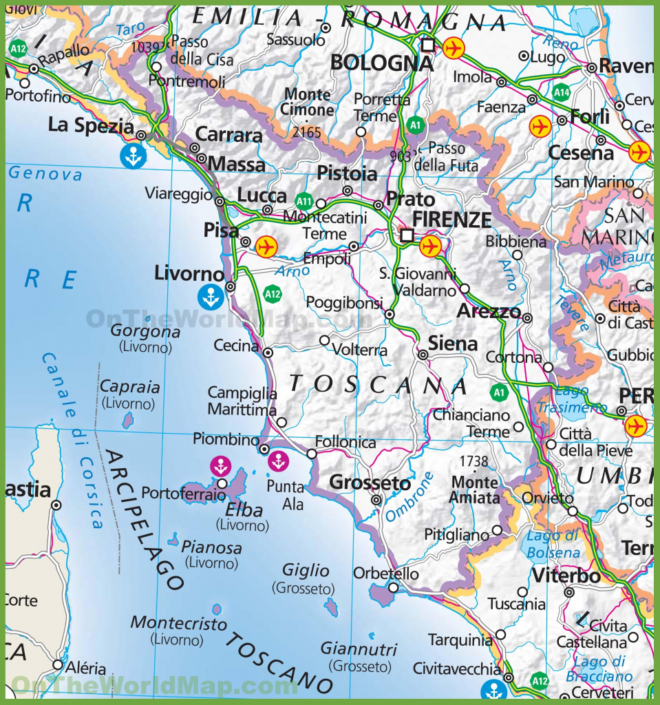 Large Map Of Tuscany inside Printable Map Of Tuscany