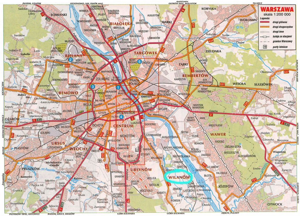 Large Road Map Of Warsaw City. Warsaw City Large Road Map | Vidiani in Warsaw Tourist Map Printable