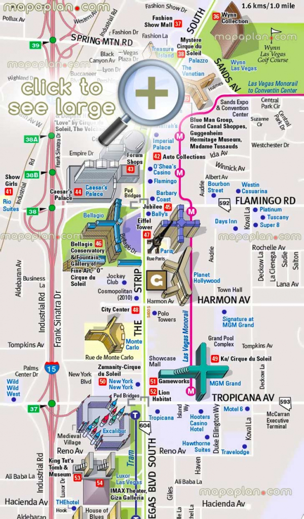 Las Vegas Maps - Top Tourist Attractions - Free, Printable City intended for Printable Map Of Las Vegas Strip With Hotel Names