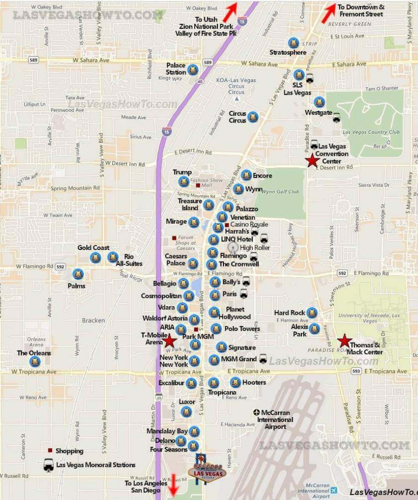 Las Vegas Strip Map (2019) within Printable Vegas Strip Map