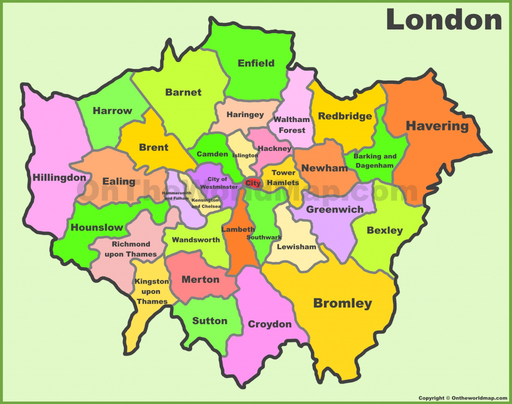 London Boroughs Map within Printable Map Of London Boroughs