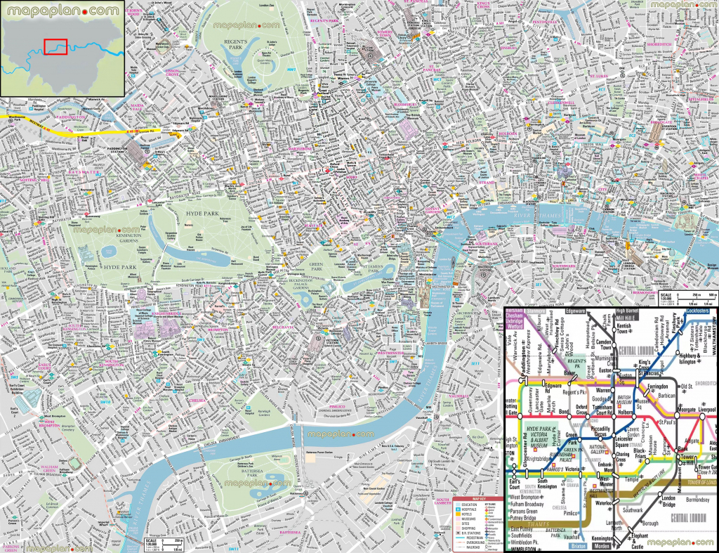 London Maps - Top Tourist Attractions - Free, Printable City Street in Free Printable City Street Maps