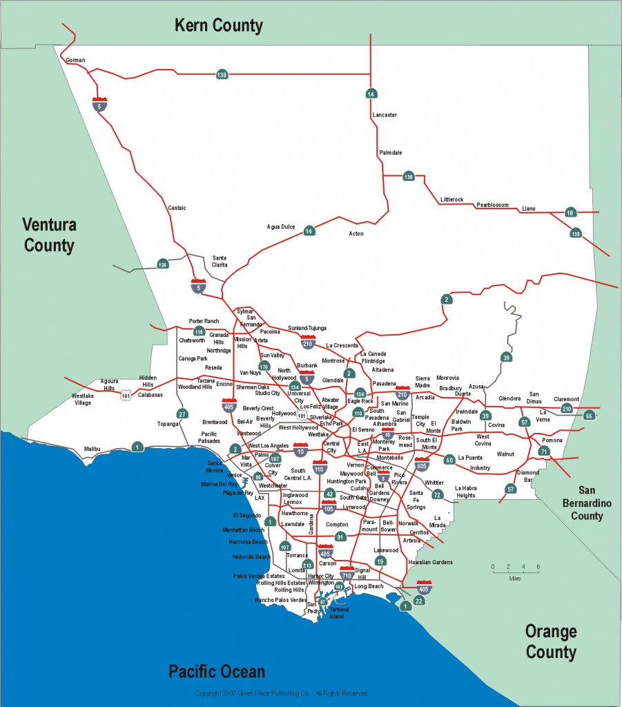 Los Angeles County Highway Map California Mappery With Of Freeways intended for Los Angeles Freeway Map Printable