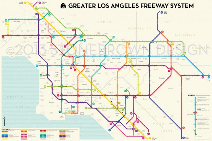 Los Angeles Freeways California State Map Southern California ...