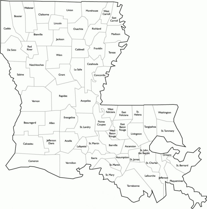 Louisiana Parish Map With Parish Names In Printable Map Of Louisiana ...