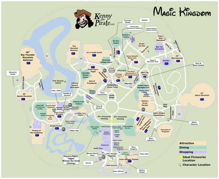 Magic Kingdom Character Location - Magic Kingdom Character Location Map Kennythepirates Unofficial In Printable Magic Kingdom Map 728x595 