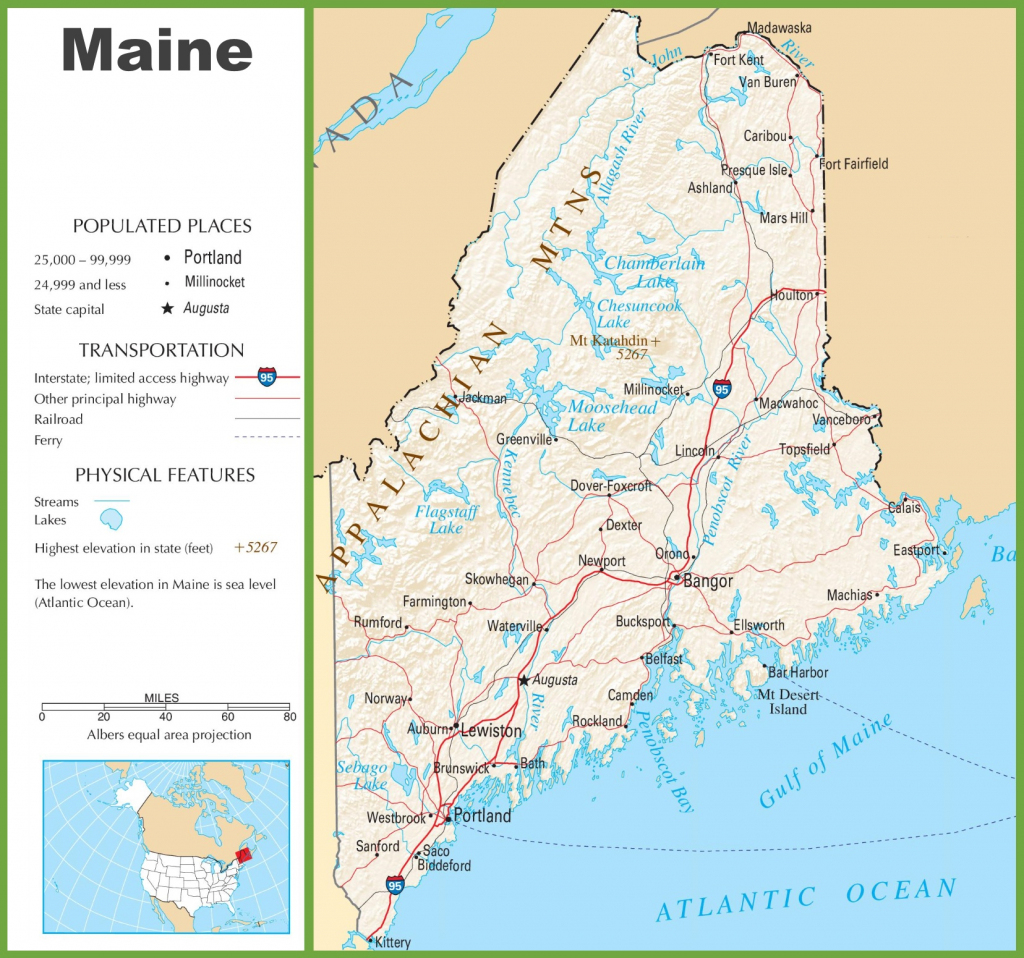 Maine Highway Map with regard to Maine State Map Printable