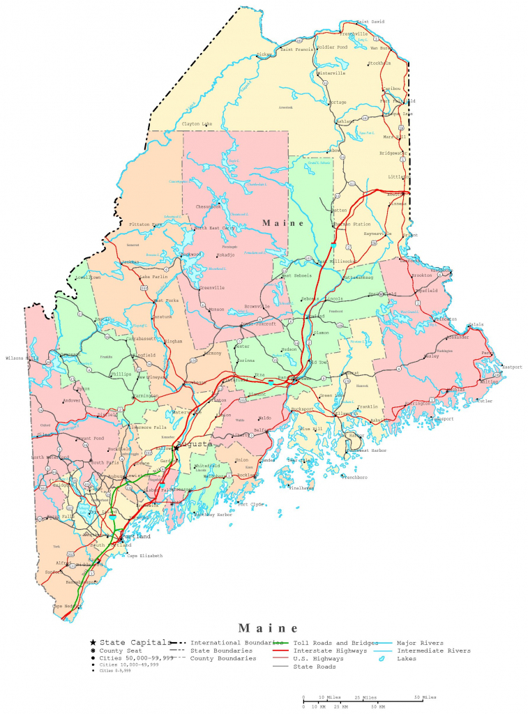Maine Printable Map with Printable Map Of Maine