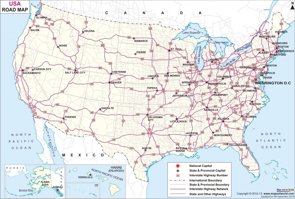 Major Us Cities And Roads Map Usa Road Map Awesome United States Map throughout Printable Us Road Map