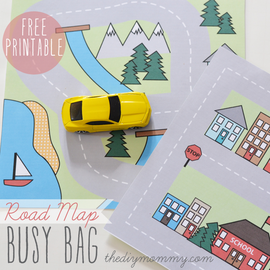 Make A Mini Road Map Busy Bag - Free Printable | The Diy Mommy inside Printable Travel Maps