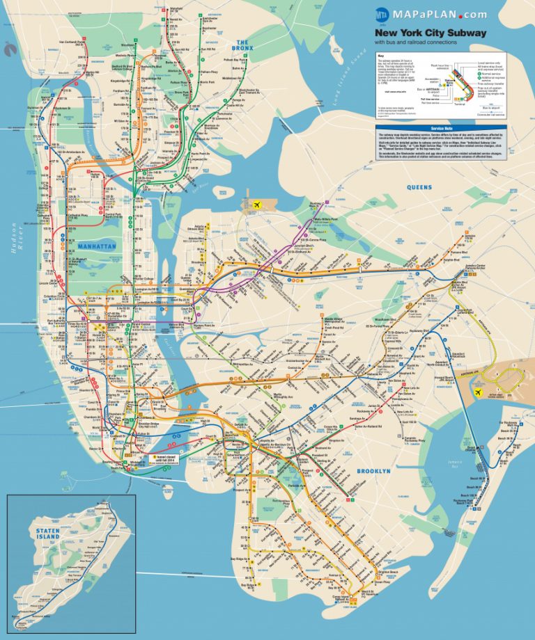 Manhattan Subway Map With Attractions Nyc Subway Map Printable ...