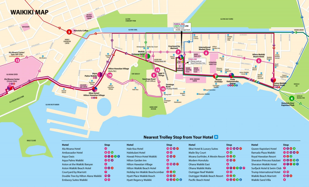 Map Guide | Waikiki Trolley | Hawaii | Map, Area Map, Waikiki Beach inside Printable Map Of Waikiki
