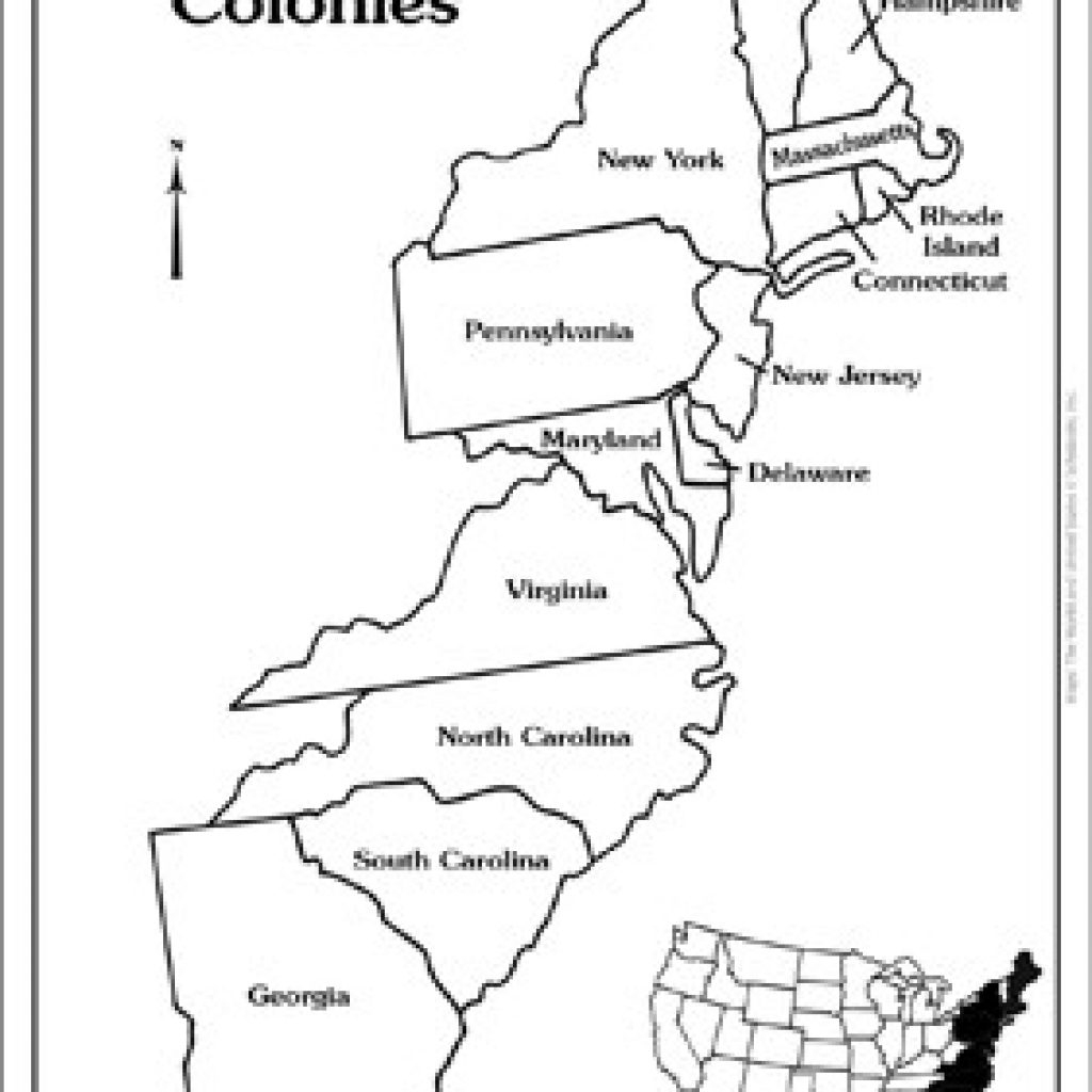 Printable 13 Colonies Map