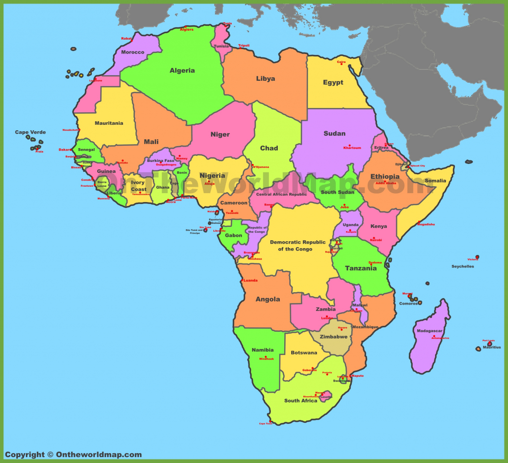 Map Of Africa With Countries And Capitals intended for World Map With Capital Cities Printable