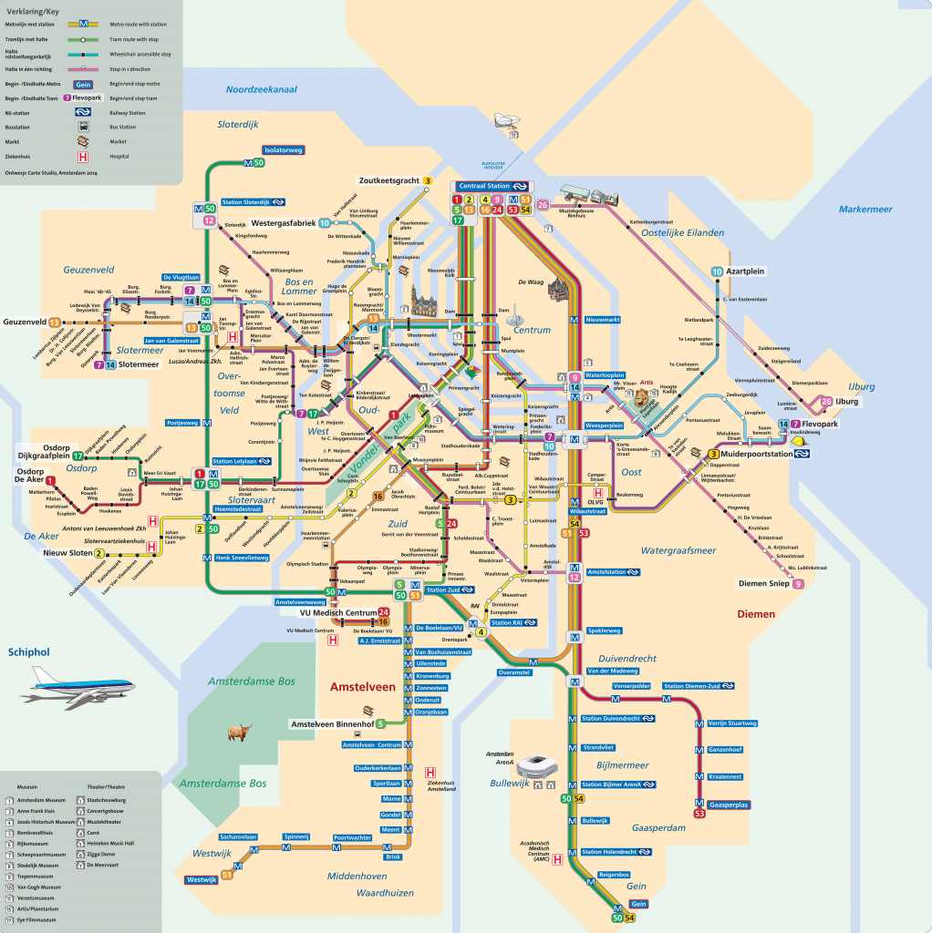 Map Of Amsterdam Tram: Stations &amp;amp; Lines with regard to Amsterdam Tram Map Printable