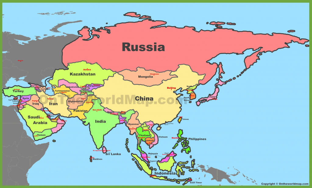 Map Of Asia With Countries And Capitals with regard to Printable Map Of Asia With Countries