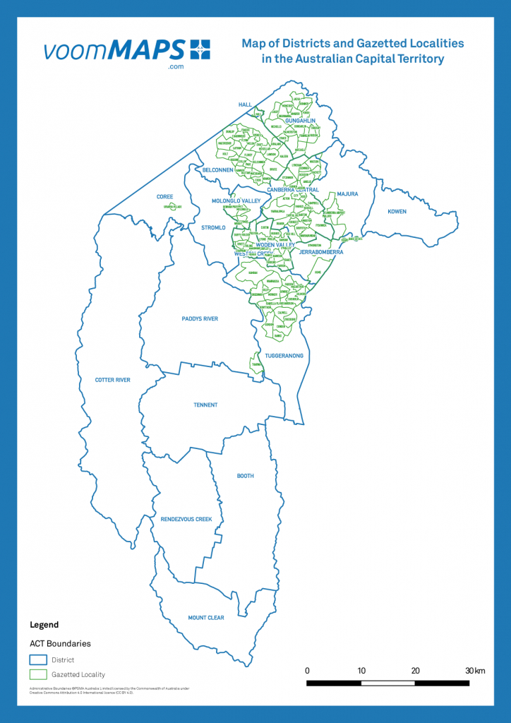 Map Of Canberra Suburbs – Voommaps with regard to Printable Map Of Canberra