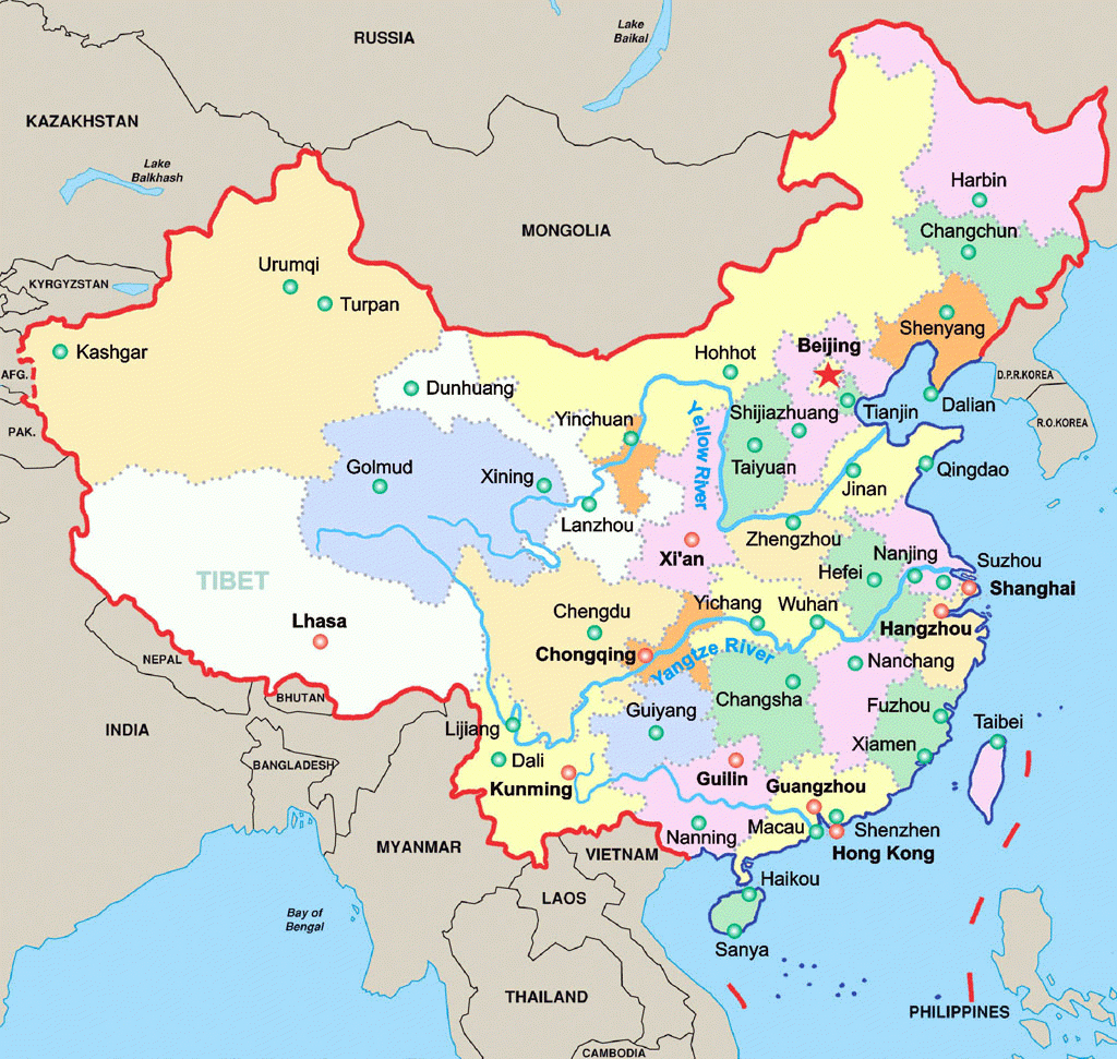 Map Of China Cities And Travel Information | Download Free Map Of intended for Free Printable Map Of China