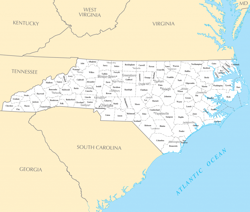 Map Of Cities In North Carolina And Travel Information | Download regarding Printable Map Of North Carolina