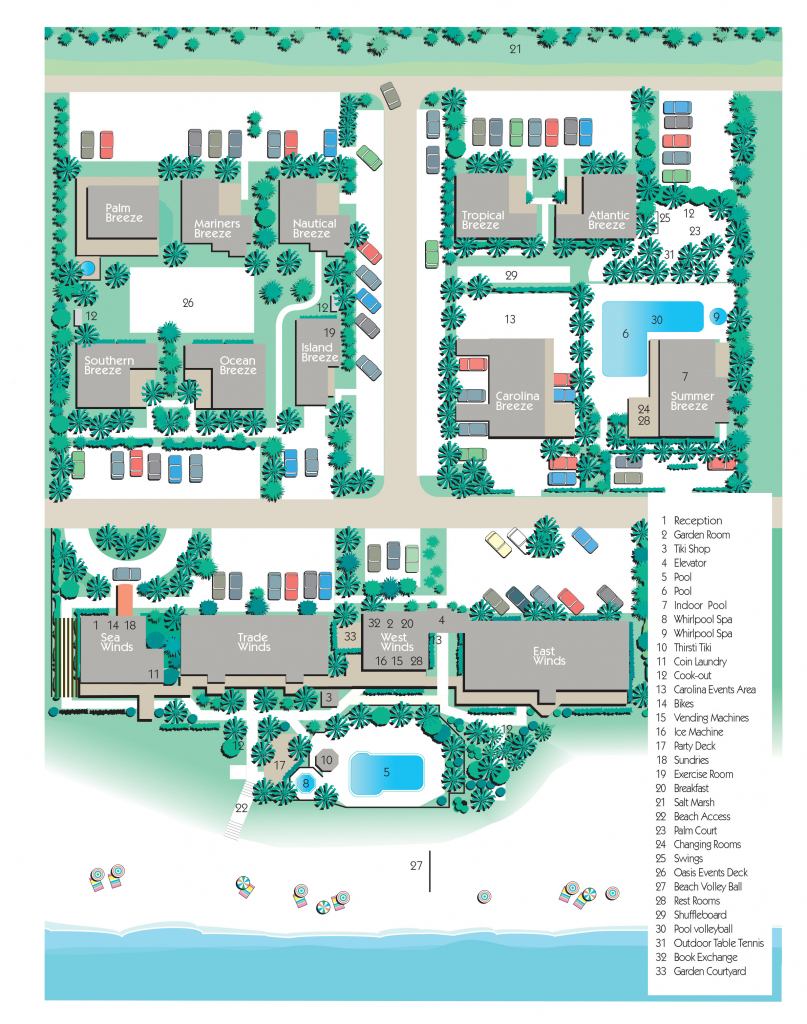 Map Of Complex- The Winds Resort, Ocean Isle Beach Nc within Printable Map Of Ocean Isle Beach Nc