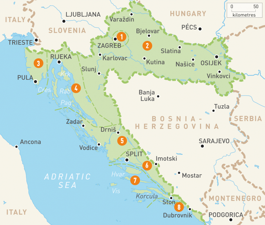 Map Of Croatia | Croatia Regions | Rough Guides throughout Printable Map Of Croatia