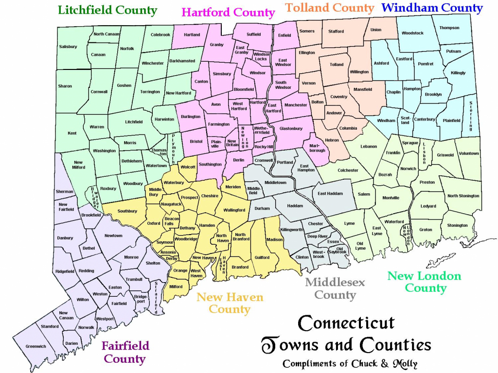 Map Of Ct Towns And Counties for Printable Map Of Connecticut