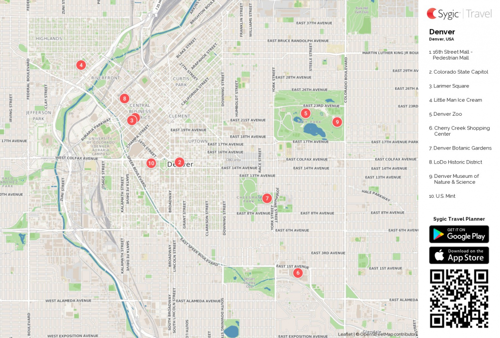 Map Of Denver Colorado Printable Tourist 87217 Png Filetype throughout Printable Map Of Denver
