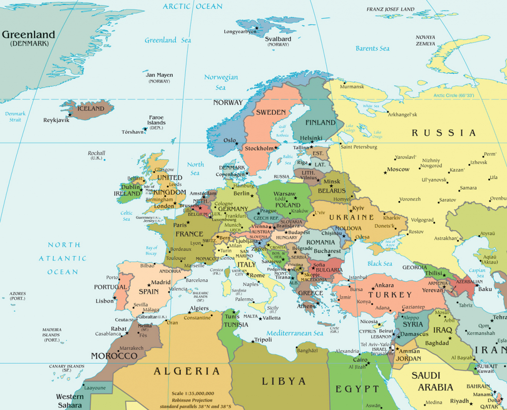 Map Of Europe - Political pertaining to Printable Political Map Of Europe