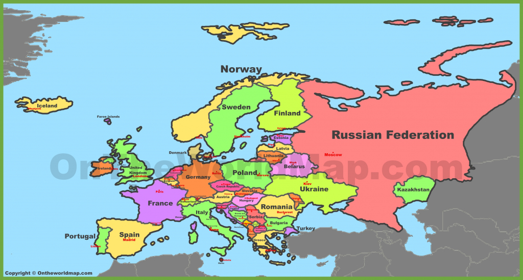 Map Of Europe With Countries And Capitals for Printable Map Of Europe With Countries And Capitals