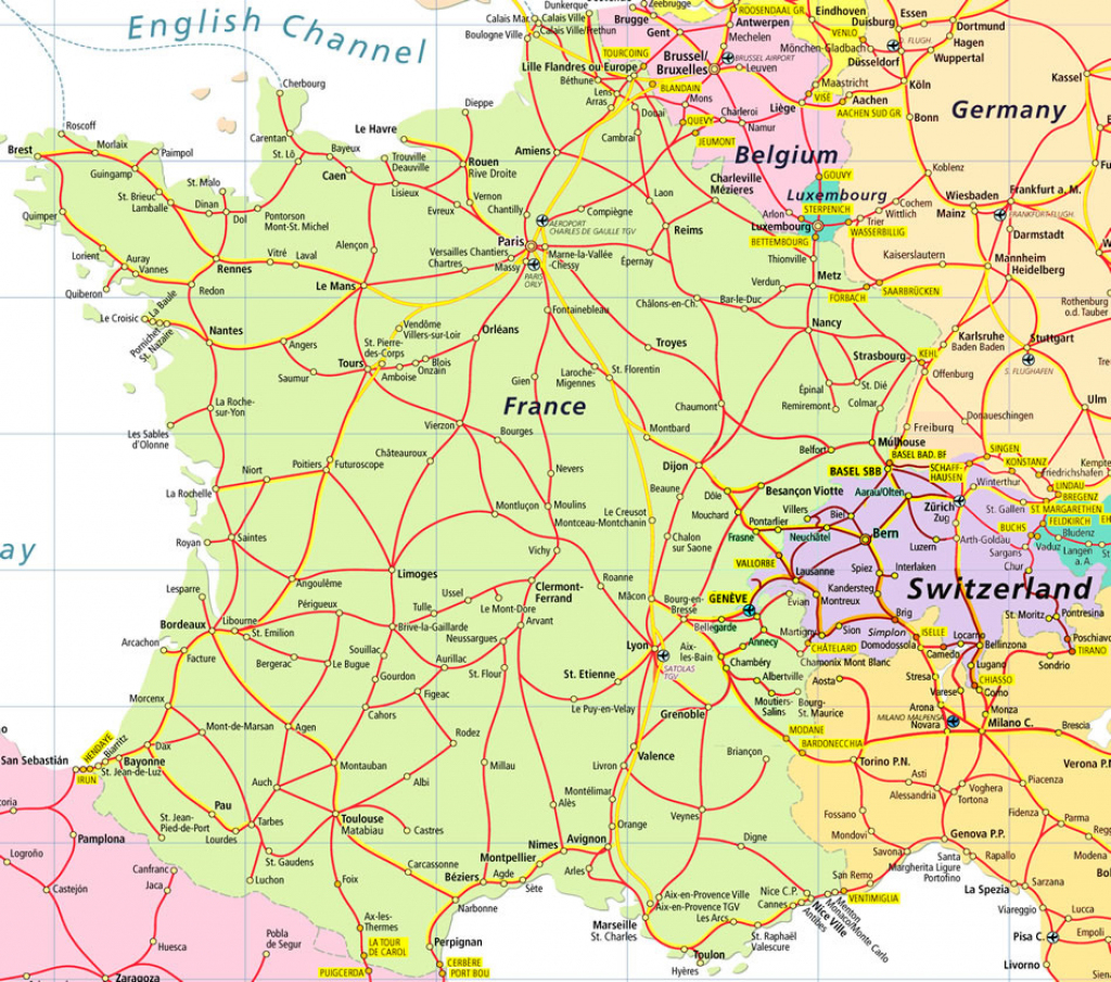 Map Of France And Switzerland - Recana Masana in Printable Road Map Of France